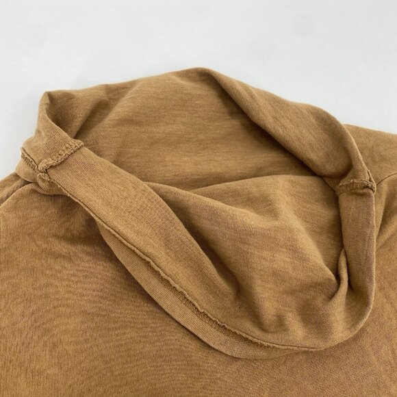 We The Free XS Long Sleeve Tan Cowl Funnel Neck Boxy Oversized Shirt FP Boho - Picture 6 of 12